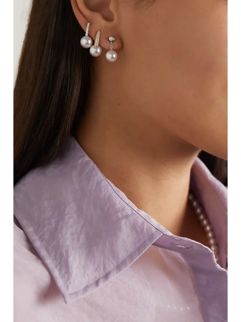 Mikimoto 18-karat White Gold, Pearl And Diamond Earrings | Thumbnail 5 Mikimoto 18-karat White Gold, Pearl And Diamond Earrings | Thumbnail 5