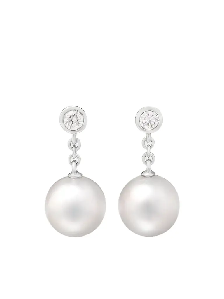 18-karat White Gold, Pearl And Diamond Earrings