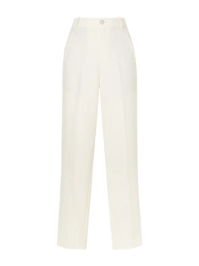 Solid Linen Straight-leg Pants