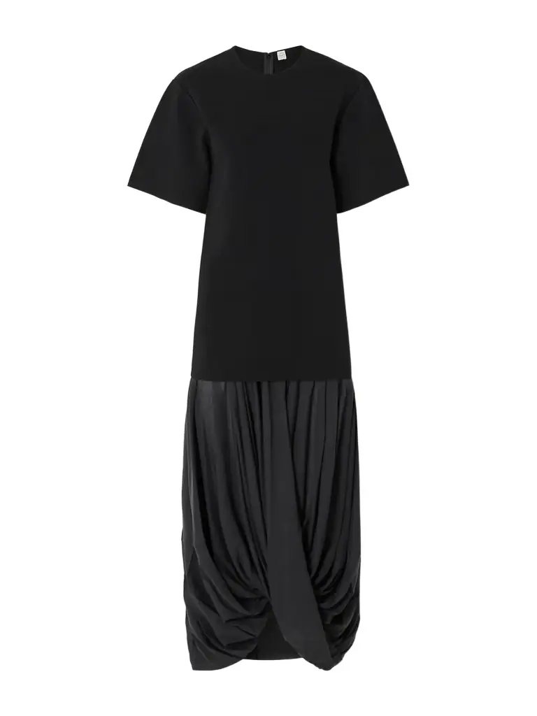 Cocoon Draped Paneled Voile Midi Dress Cocoon Draped Paneled Voile Midi Dress
