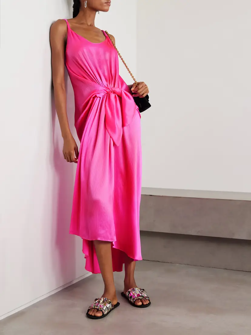 JW Anderson Tie-detailed Crinkled-silk Maxi Dress | Thumbnail 2 JW Anderson Tie-detailed Crinkled-silk Maxi Dress | Thumbnail 2