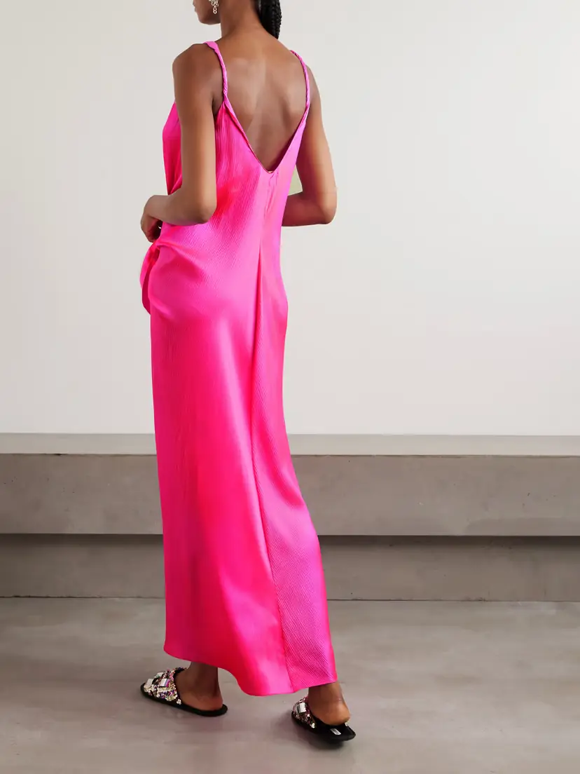JW Anderson Tie-detailed Crinkled-silk Maxi Dress | Thumbnail 3 JW Anderson Tie-detailed Crinkled-silk Maxi Dress | Thumbnail 3