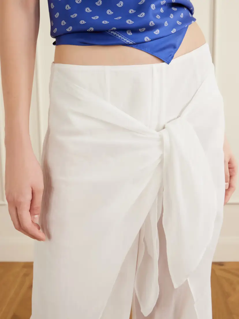 Christopher Esber Porto Tie-detailed Cotton-voile Wide-leg Pants | Thumbnail 4