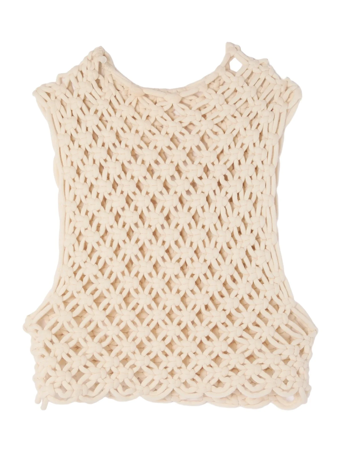 Cropped Open-knit Cotton-blend Tank