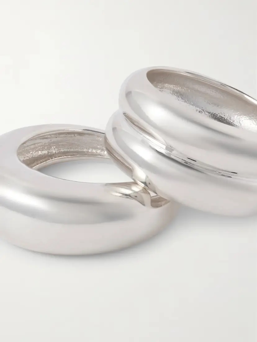 AGMES Set Of Two Recycled Sterling Silver Rings | Thumbnail 3 AGMES Set Of Two Recycled Sterling Silver Rings | Thumbnail 3