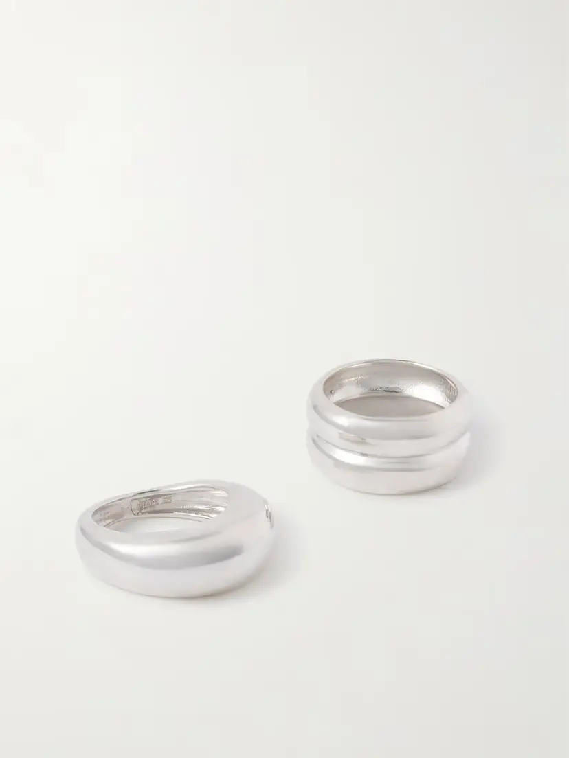AGMES Set Of Two Recycled Sterling Silver Rings | Thumbnail 4 AGMES Set Of Two Recycled Sterling Silver Rings | Thumbnail 4