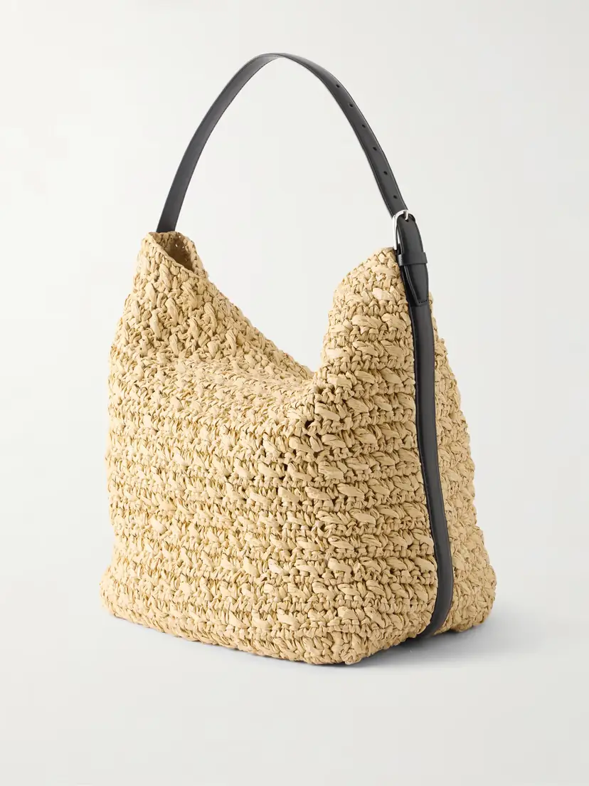 TOTEME Leather-trimmed Raffia Shoulder Bag - Cream | Thumbnail 4 TOTEME Leather-trimmed Raffia Shoulder Bag - Cream | Thumbnail 4