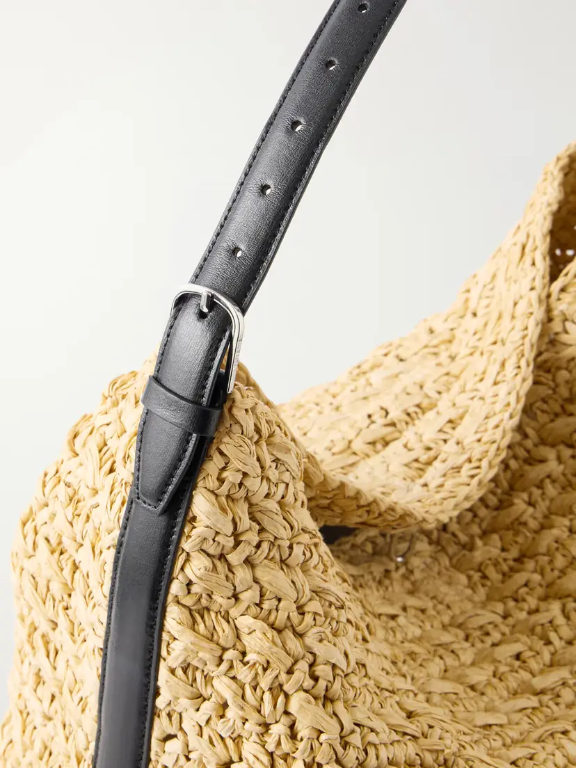 TOTEME Leather-trimmed Raffia Shoulder Bag - Cream | Thumbnail 5 TOTEME Leather-trimmed Raffia Shoulder Bag - Cream | Thumbnail 5