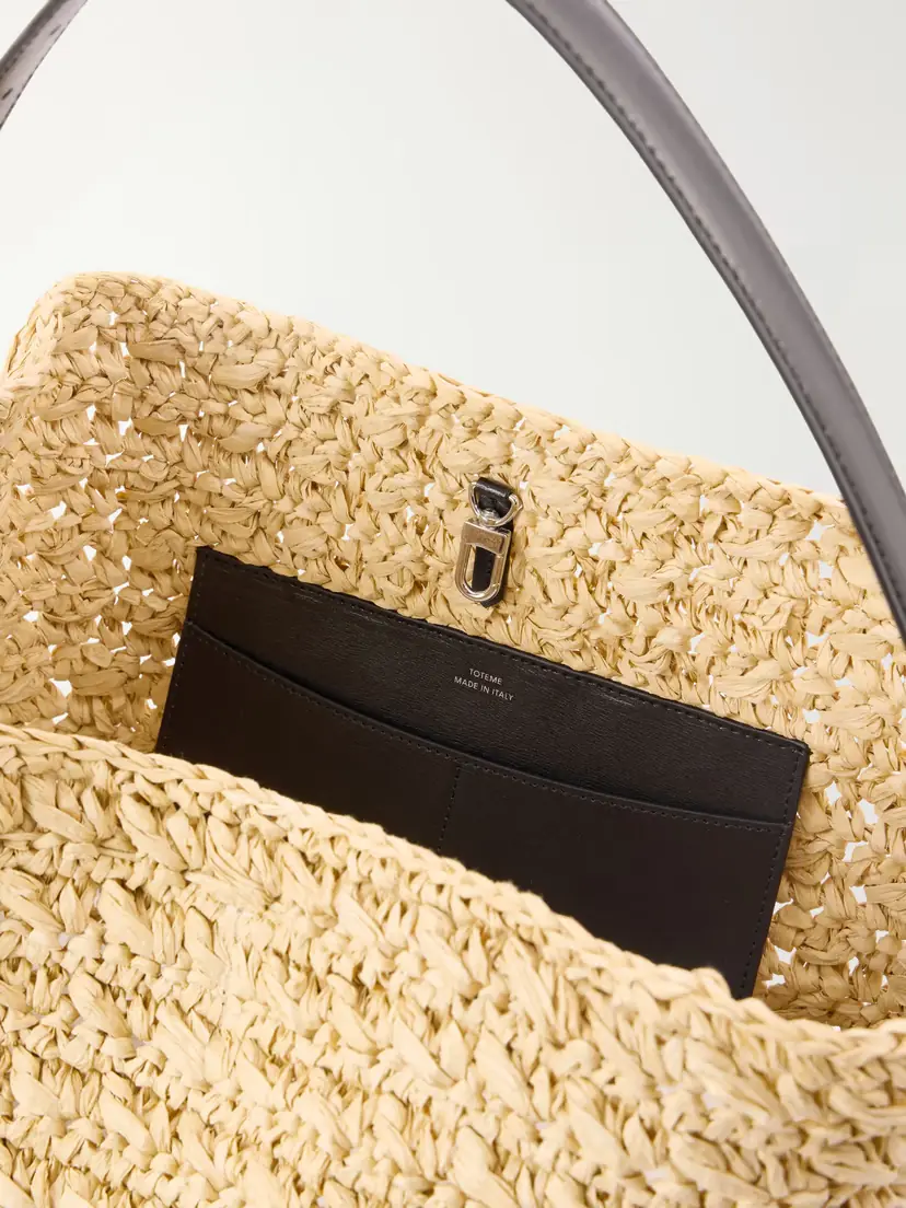 TOTEME Leather-trimmed Raffia Shoulder Bag - Cream | Thumbnail 6 TOTEME Leather-trimmed Raffia Shoulder Bag - Cream | Thumbnail 6