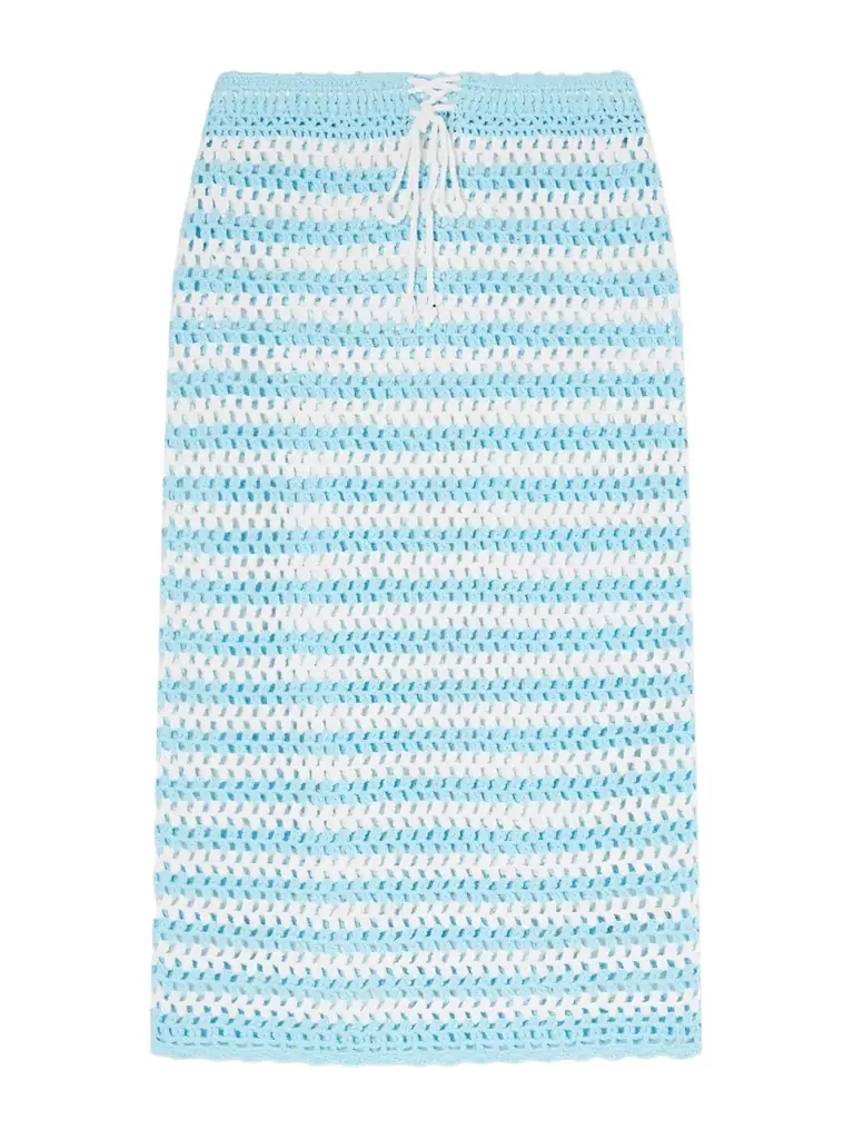 Simkhai Welles Striped Crocheted Cotton Midi Skirt | Image 1 Simkhai Welles Striped Crocheted Cotton Midi Skirt | Image 1