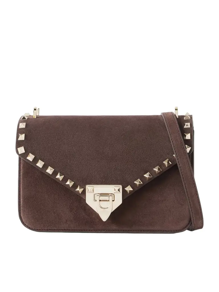 Valentino Garavani Rockstud Embellished Suede Shoulder Bag | Image 1 Valentino Garavani Rockstud Embellished Suede Shoulder Bag | Image 1