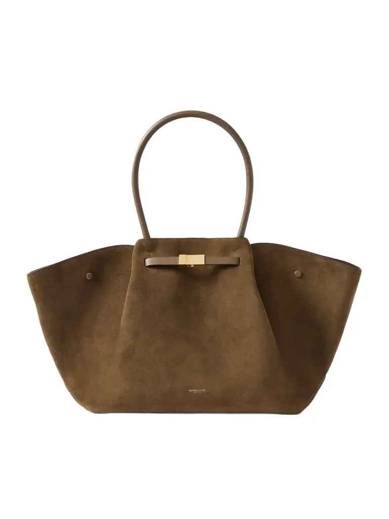The New York Large Leather-trimmed Suede Tote
