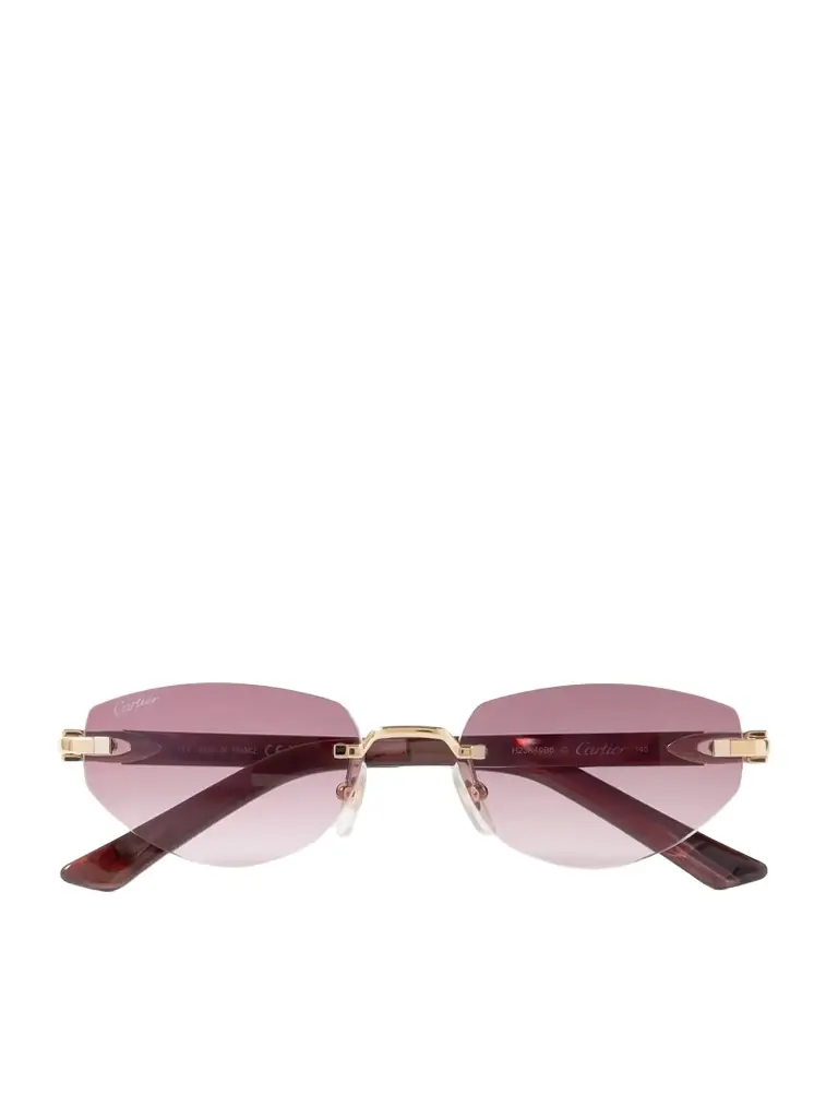 Signature C Décor Rimless Cat-eye Gold-tone And Acetate Sunglasses Signature C Décor Rimless Cat-eye Gold-tone And Acetate Sunglasses