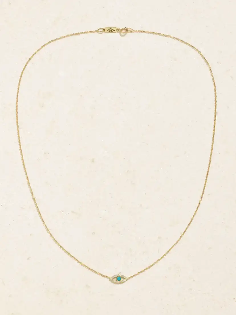 Jennifer Meyer Evil Eye Mini 18-karat Gold Diamond And Turquoise Necklace | Thumbnail 4 Jennifer Meyer Evil Eye Mini 18-karat Gold Diamond And Turquoise Necklace | Thumbnail 4