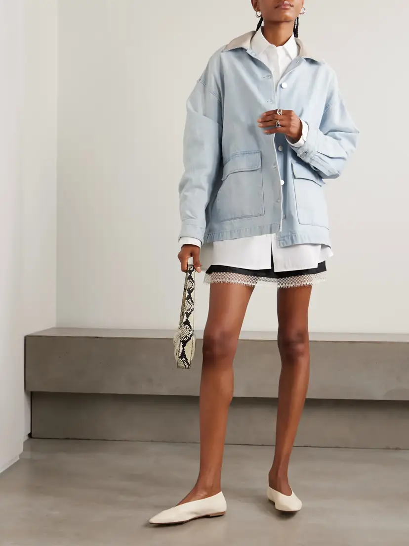 AGOLDE + Maria Mcmanus Oversized Leather-trimmed Denim Jacket | Thumbnail 2