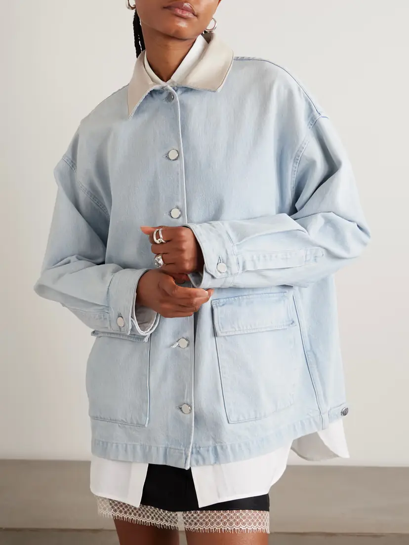 AGOLDE + Maria Mcmanus Oversized Leather-trimmed Denim Jacket | Thumbnail 3