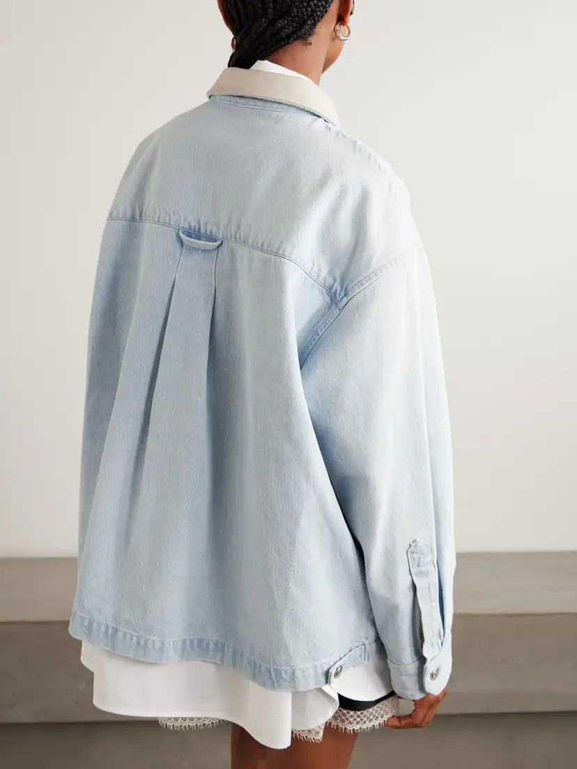 AGOLDE + Maria Mcmanus Oversized Leather-trimmed Denim Jacket | Thumbnail 4