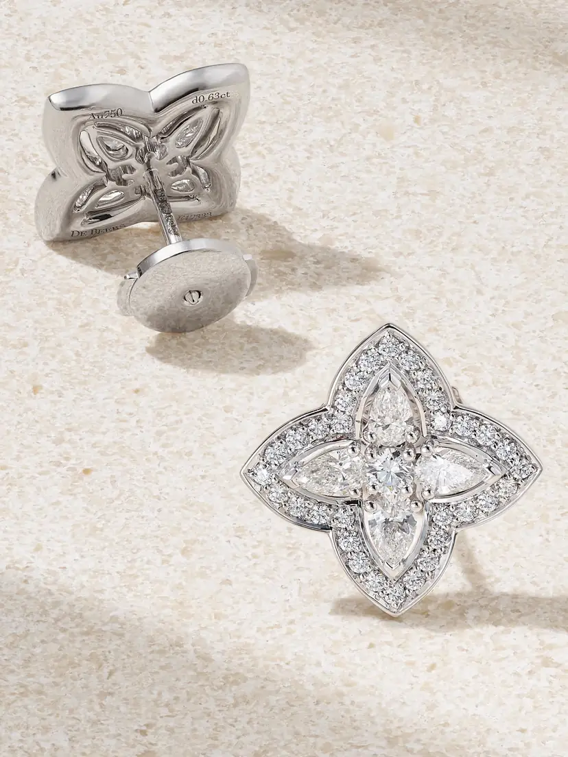 De Beers London Lotus By De Beers 18-karat White Gold Diamond Earrings | Thumbnail 3 De Beers London Lotus By De Beers 18-karat White Gold Diamond Earrings | Thumbnail 3