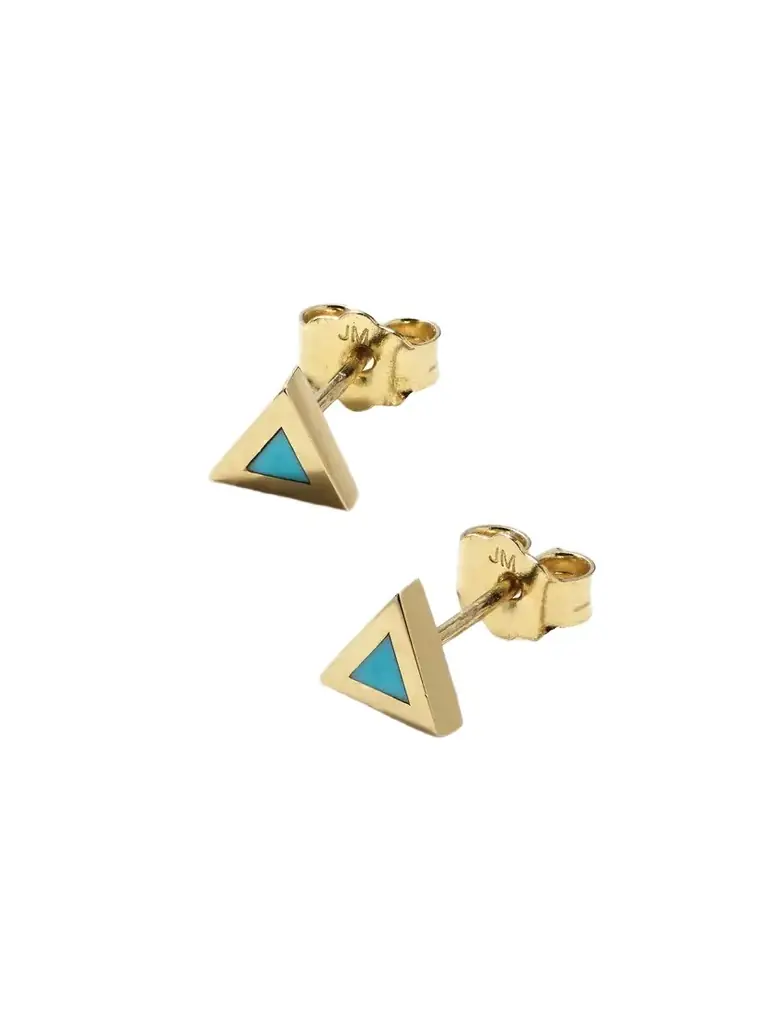 Jennifer Meyer Mini Triangle 18-karat Gold Turquoise Earrings | Image 1 Jennifer Meyer Mini Triangle 18-karat Gold Turquoise Earrings | Image 1