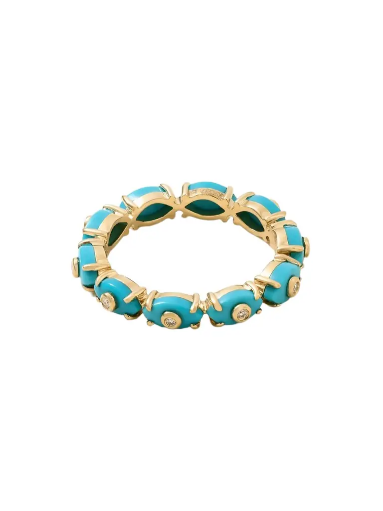 Sydney Evan Eternity 14-karat Gold, Turquoise And Diamond Ring | Image 1 Sydney Evan Eternity 14-karat Gold, Turquoise And Diamond Ring | Image 1