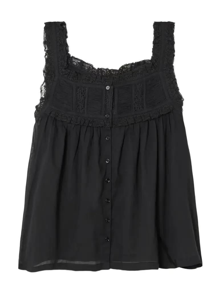 DÔEN Fidella Cropped Lace-trimmed Organic Cotton-voile Top | Image 1 DÔEN Fidella Cropped Lace-trimmed Organic Cotton-voile Top | Image 1