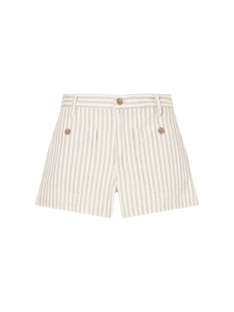 The Cruise Striped Cotton Denim Shorts The Cruise Striped Cotton Denim Shorts