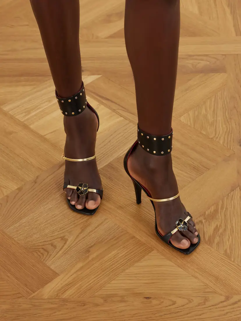 Valentino Garavani Cuffie Enamelled Flower High Heel Sandals | Thumbnail 2 Valentino Garavani Cuffie Enamelled Flower High Heel Sandals | Thumbnail 2