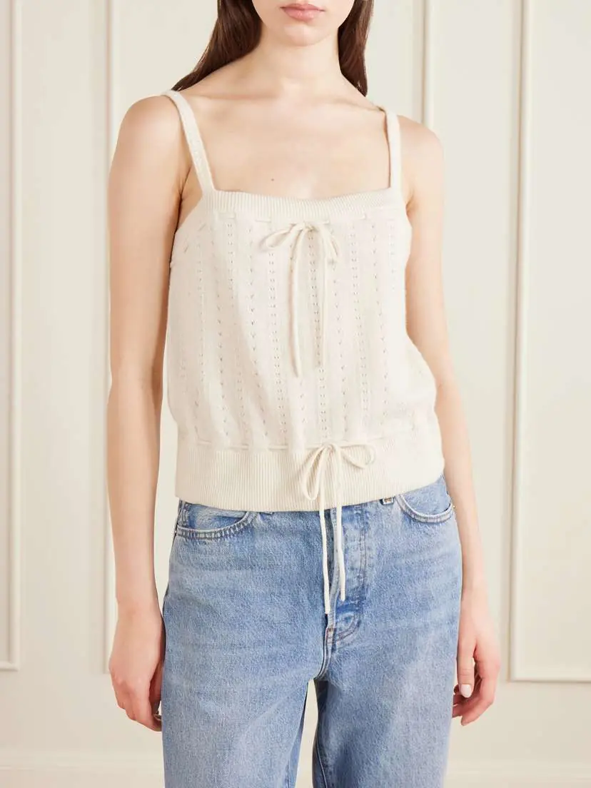 Frame Charm Knotted Knit Cashmere Tank | Thumbnail 3 Frame Charm Knotted Knit Cashmere Tank | Thumbnail 3