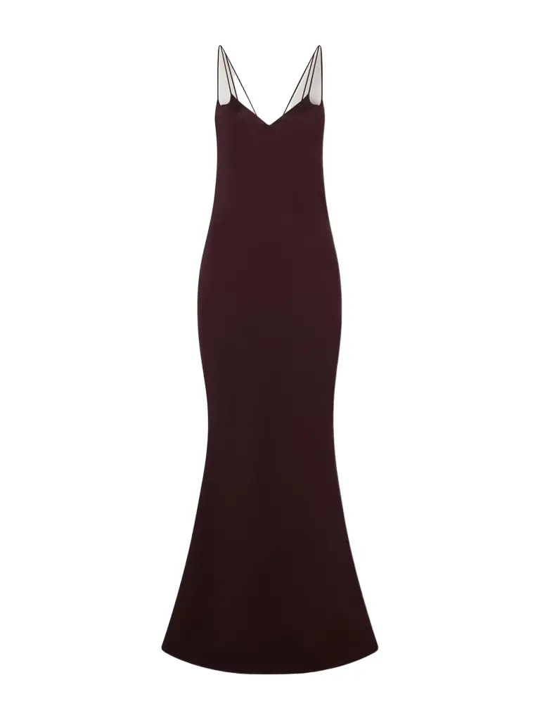Maroon Enverse Satin Gown Maroon Enverse Satin Gown