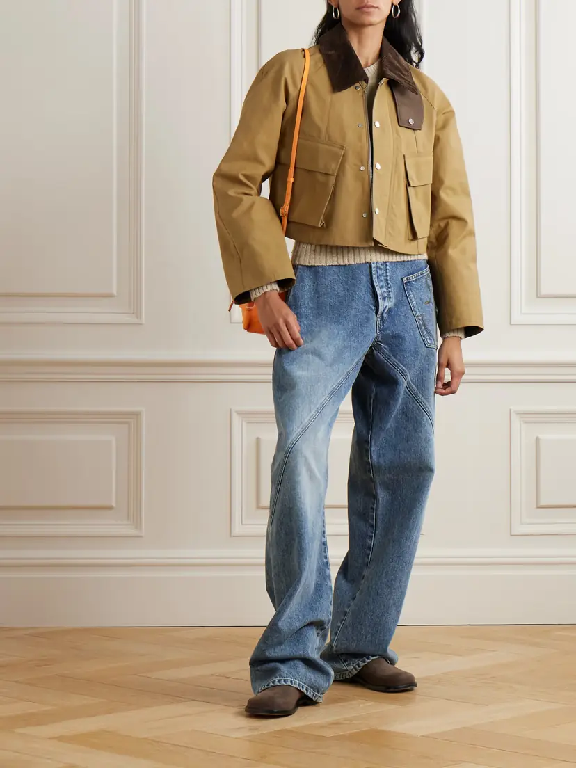 JW Anderson Cropped Corduroy-trimmed Waxed-cotton Jacket | Thumbnail 2