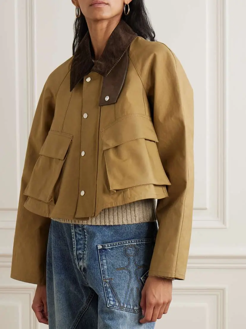 JW Anderson Cropped Corduroy-trimmed Waxed-cotton Jacket | Thumbnail 3