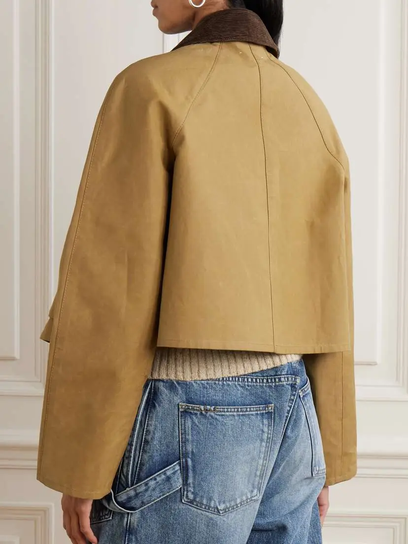 JW Anderson Cropped Corduroy-trimmed Waxed-cotton Jacket | Thumbnail 4