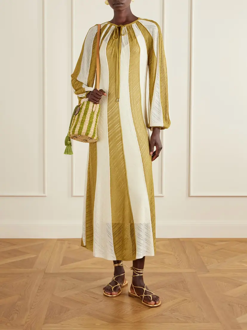Zimmermann Mahon Splice Striped Mesh Midi Dress | Thumbnail 2 Zimmermann Mahon Splice Striped Mesh Midi Dress | Thumbnail 2