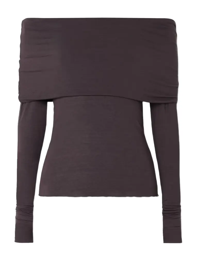 Skims heer Modal-blend Off-the-shoulder Long-sleeve Top - Phoenix | Image 1 Skims heer Modal-blend Off-the-shoulder Long-sleeve Top - Phoenix | Image 1