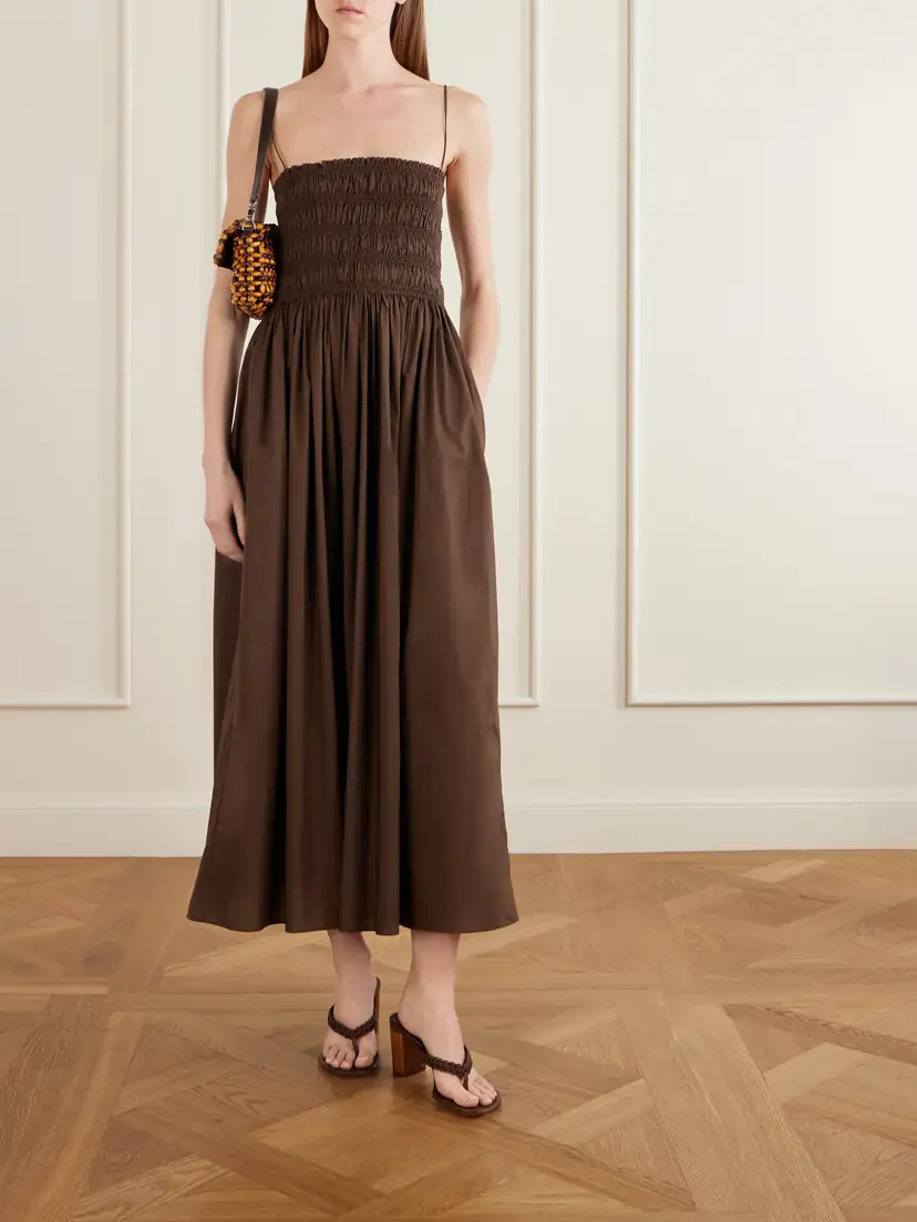Matteau Shirred Organic Cotton Midi Dress | Thumbnail 2 Matteau Shirred Organic Cotton Midi Dress | Thumbnail 2