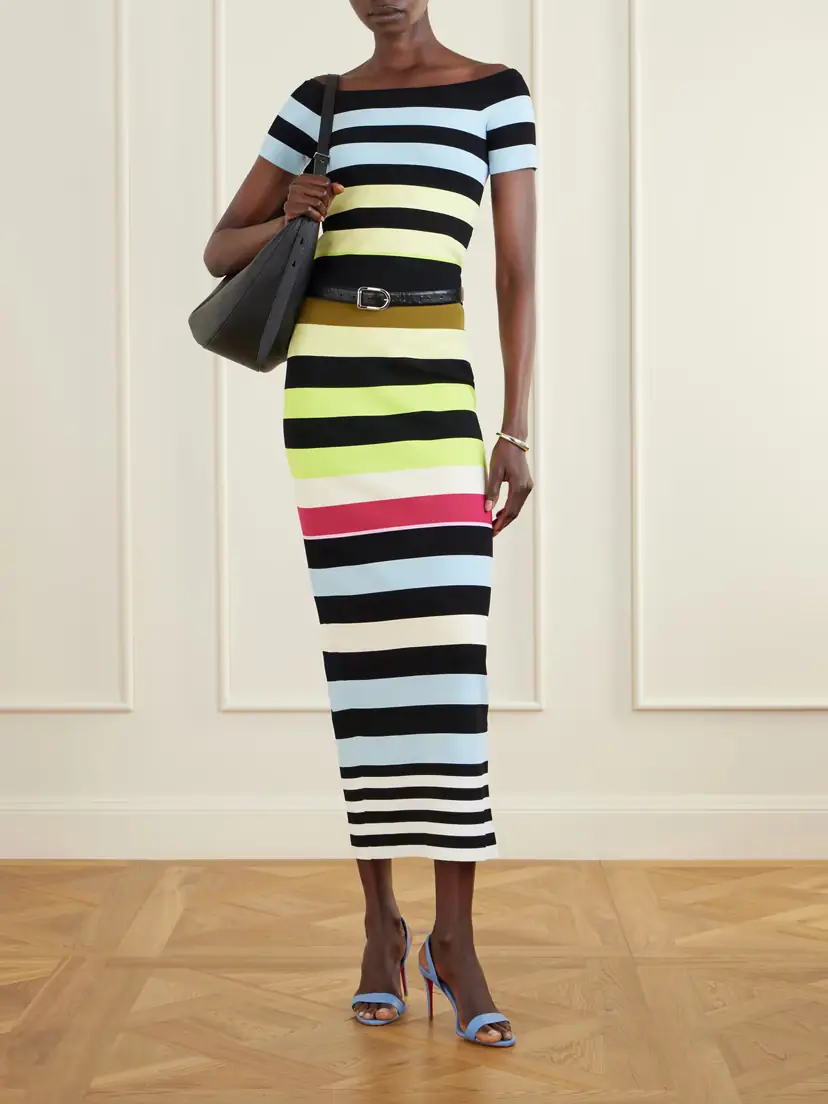 Christopher John Rogers Striped Double-knit Maxi Skirt | Thumbnail 2