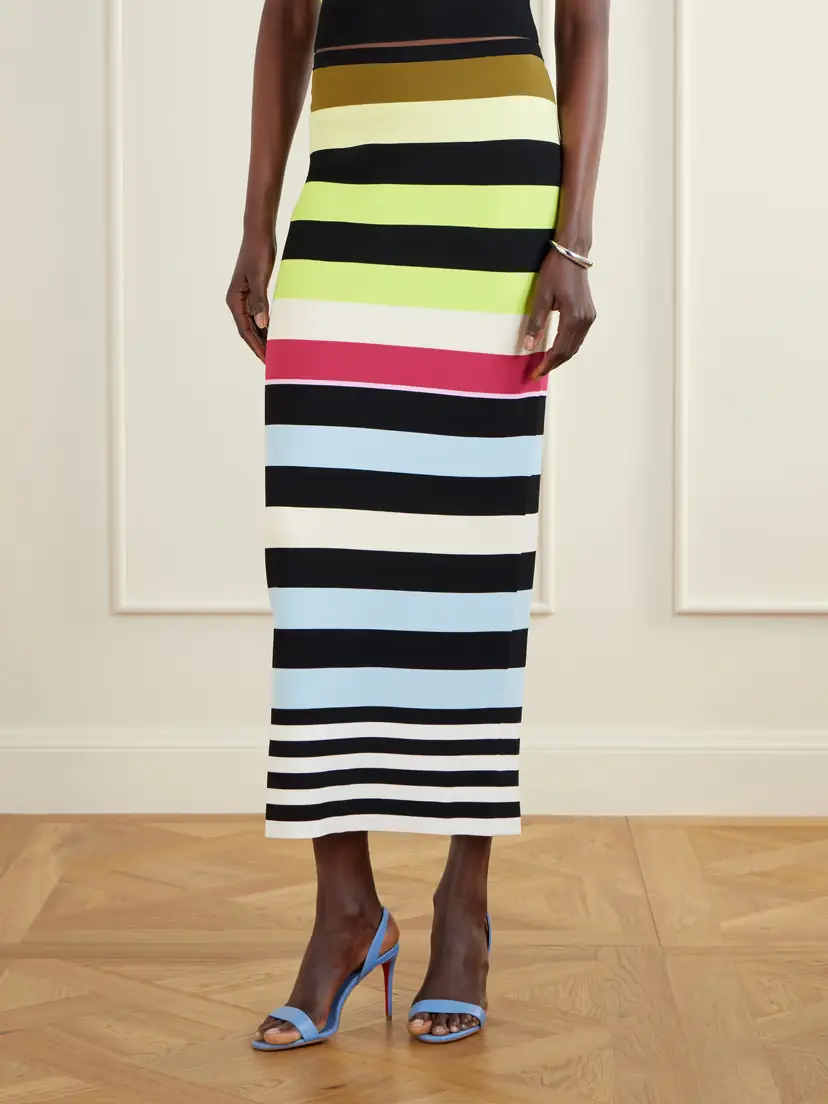 Christopher John Rogers Striped Double-knit Maxi Skirt | Thumbnail 3