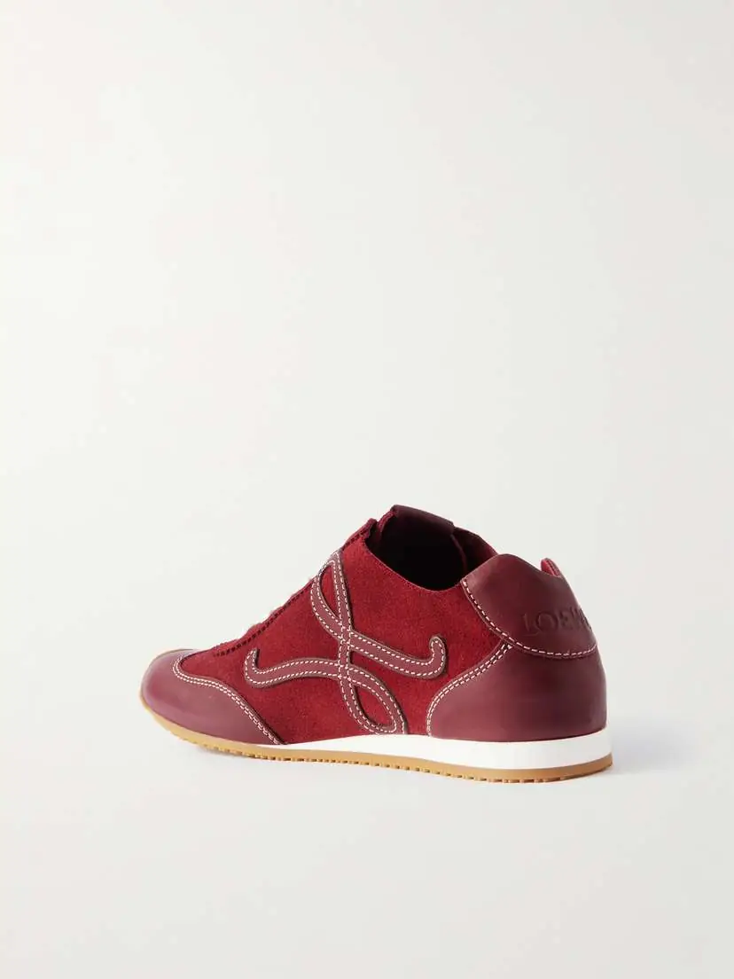 Loewe Ballet Runner 2.0 Logo-appliquéd Leather And Suede Sneakers - Burgundy | Thumbnail 3 Loewe Ballet Runner 2.0 Logo-appliquéd Leather And Suede Sneakers - Burgundy | Thumbnail 3