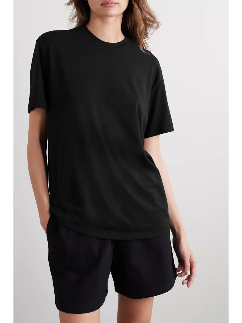 Skims Boyfriend Stretch-modal And Cotton-blend Jersey T-shirt - Onyx | Thumbnail 2 Skims Boyfriend Stretch-modal And Cotton-blend Jersey T-shirt - Onyx | Thumbnail 2