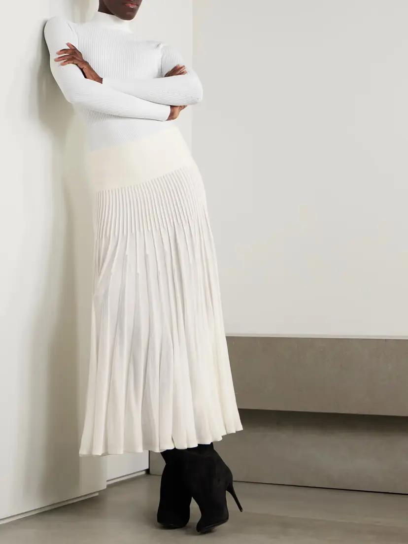 Alaïa Pleated Wool Midi Skirt | Thumbnail 2