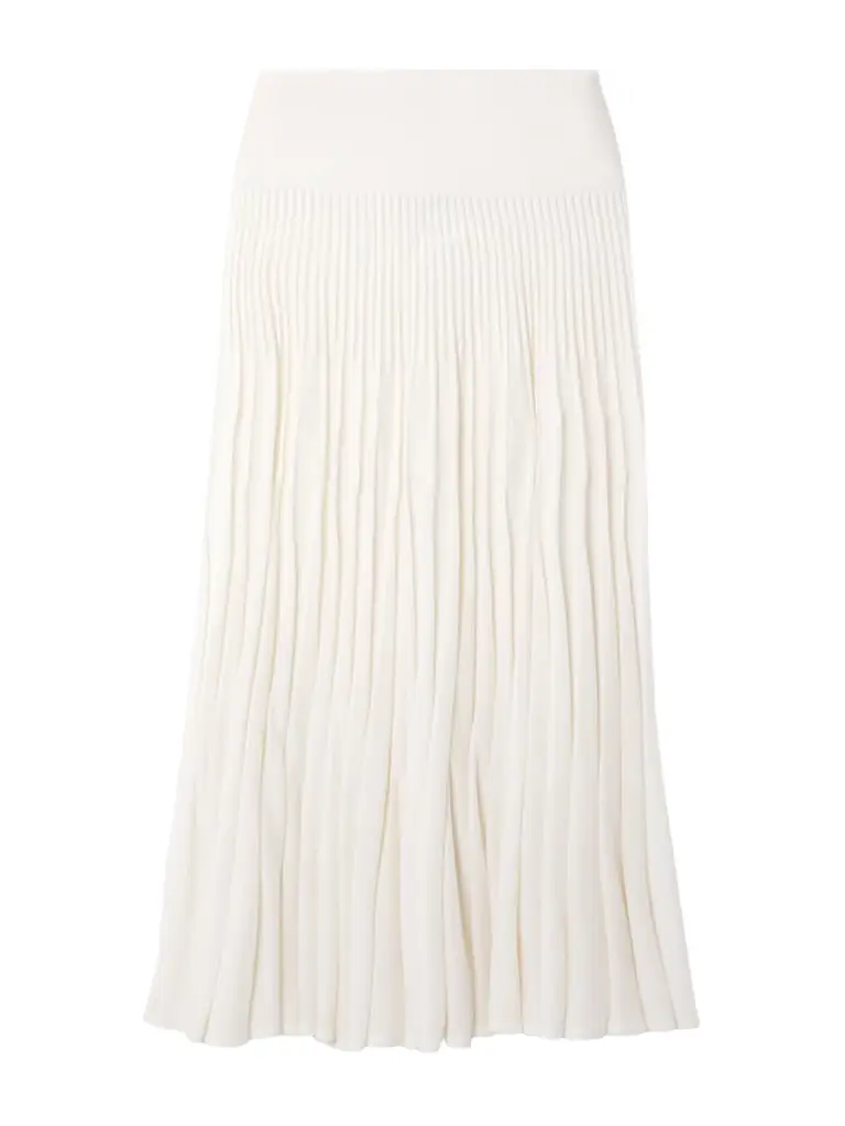 Alaïa Pleated Wool Midi Skirt | Image 1 Alaïa Pleated Wool Midi Skirt | Image 1