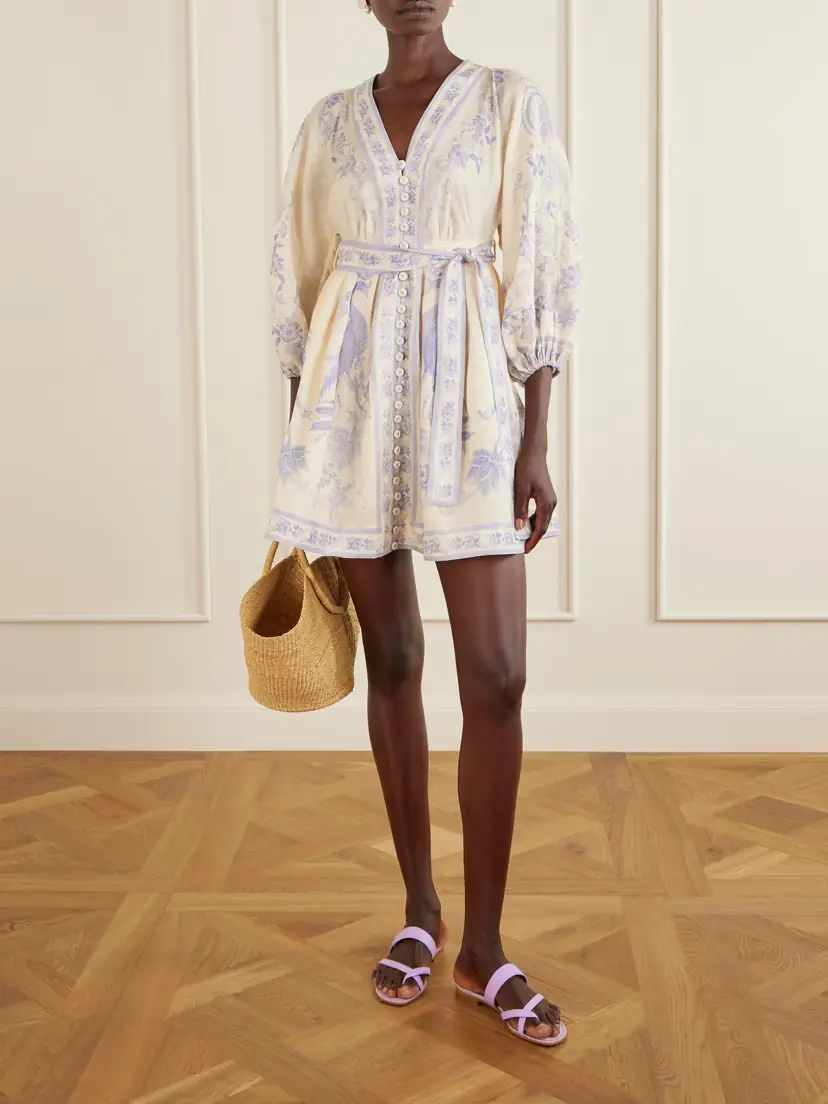 Zimmermann Indra Belted Floral-print Linen Mini Dress | Thumbnail 2