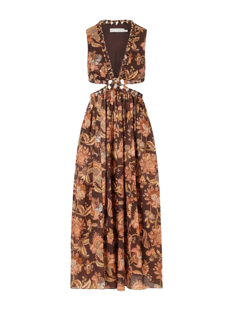 Aster Cut-out Printed Cotton Midi Dress Aster Cut-out Printed Cotton Midi Dress