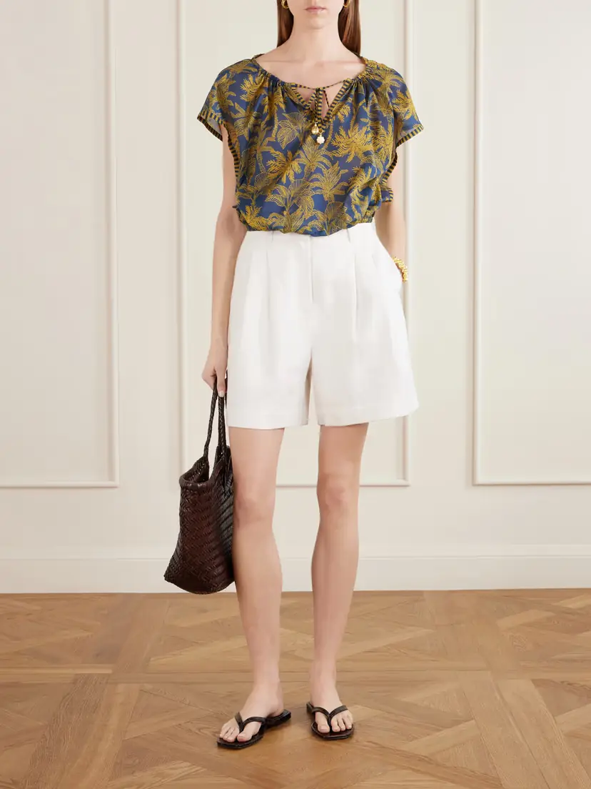 Eres Crocodile Embellished Printed Cotton-voile Blouse | Thumbnail 2