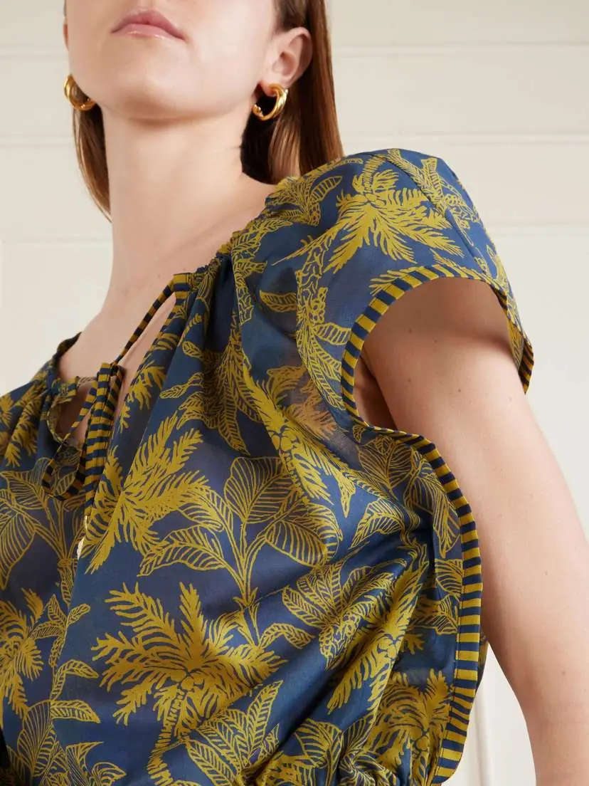 Eres Crocodile Embellished Printed Cotton-voile Blouse | Thumbnail 4