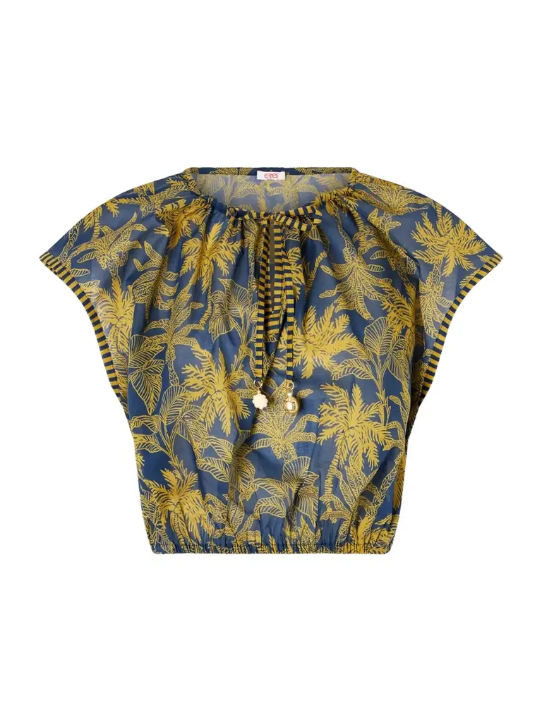 Crocodile Embellished Printed Cotton-voile Blouse