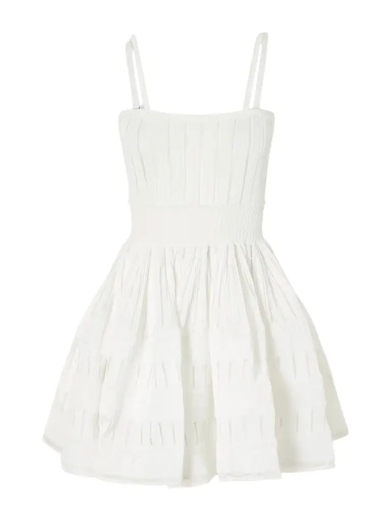 Alaïa Tiered Pointelle-knit Mini Dress | Image 1 Alaïa Tiered Pointelle-knit Mini Dress | Image 1