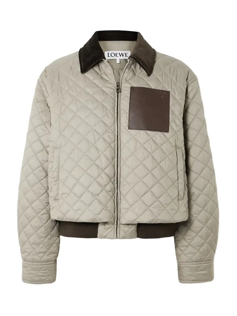 Loewe Corduroy- And Leather-trimmed Quilted Shell Jacket | Image 1 Loewe Corduroy- And Leather-trimmed Quilted Shell Jacket | Image 1