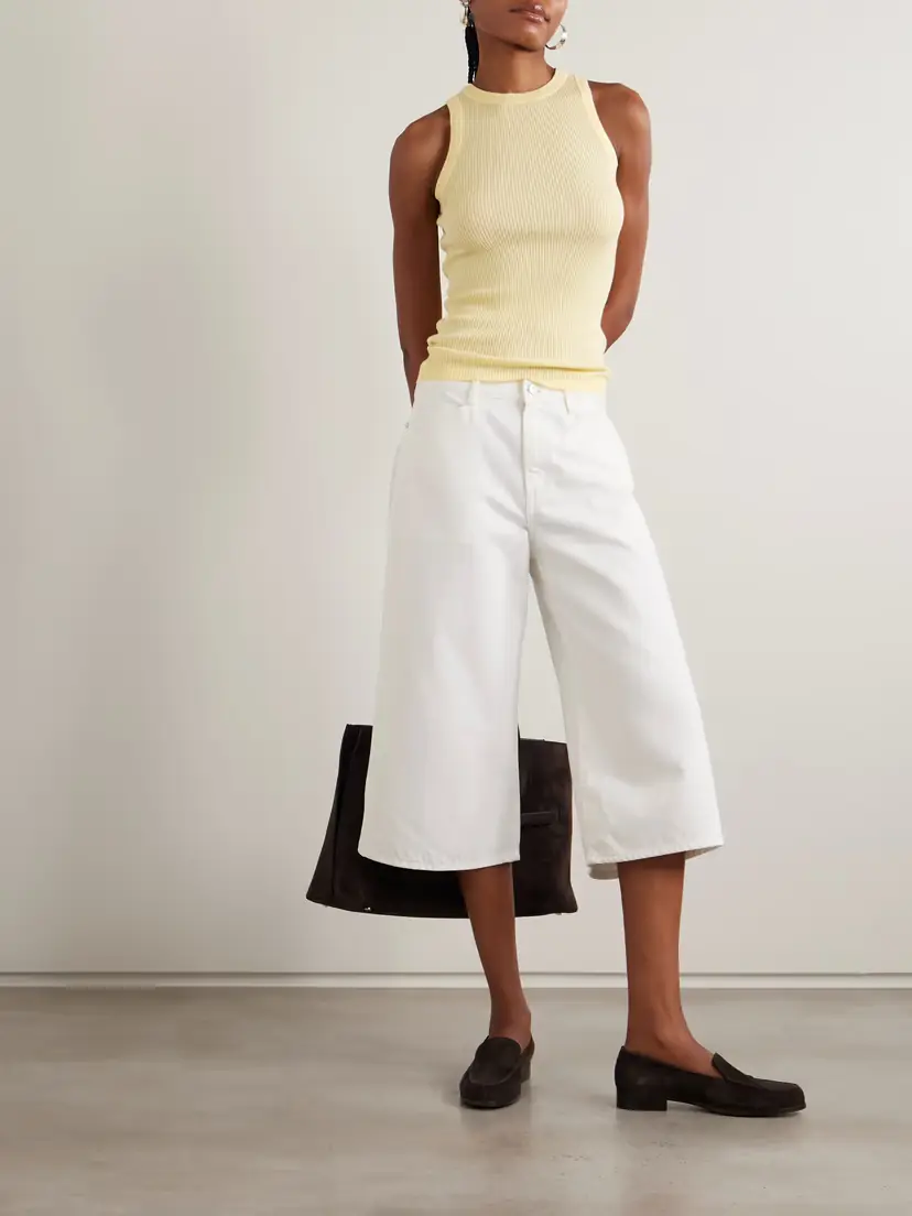 Lisa Yang Amya Ribbed Cotton And Cashmere-blend Tank - Yellow | Thumbnail 2 Lisa Yang Amya Ribbed Cotton And Cashmere-blend Tank - Yellow | Thumbnail 2