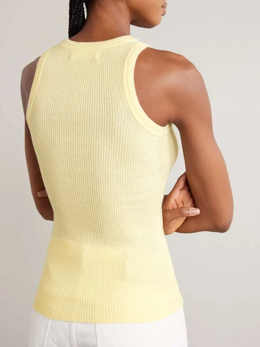 Lisa Yang Amya Ribbed Cotton And Cashmere-blend Tank - Yellow | Thumbnail 3 Lisa Yang Amya Ribbed Cotton And Cashmere-blend Tank - Yellow | Thumbnail 3